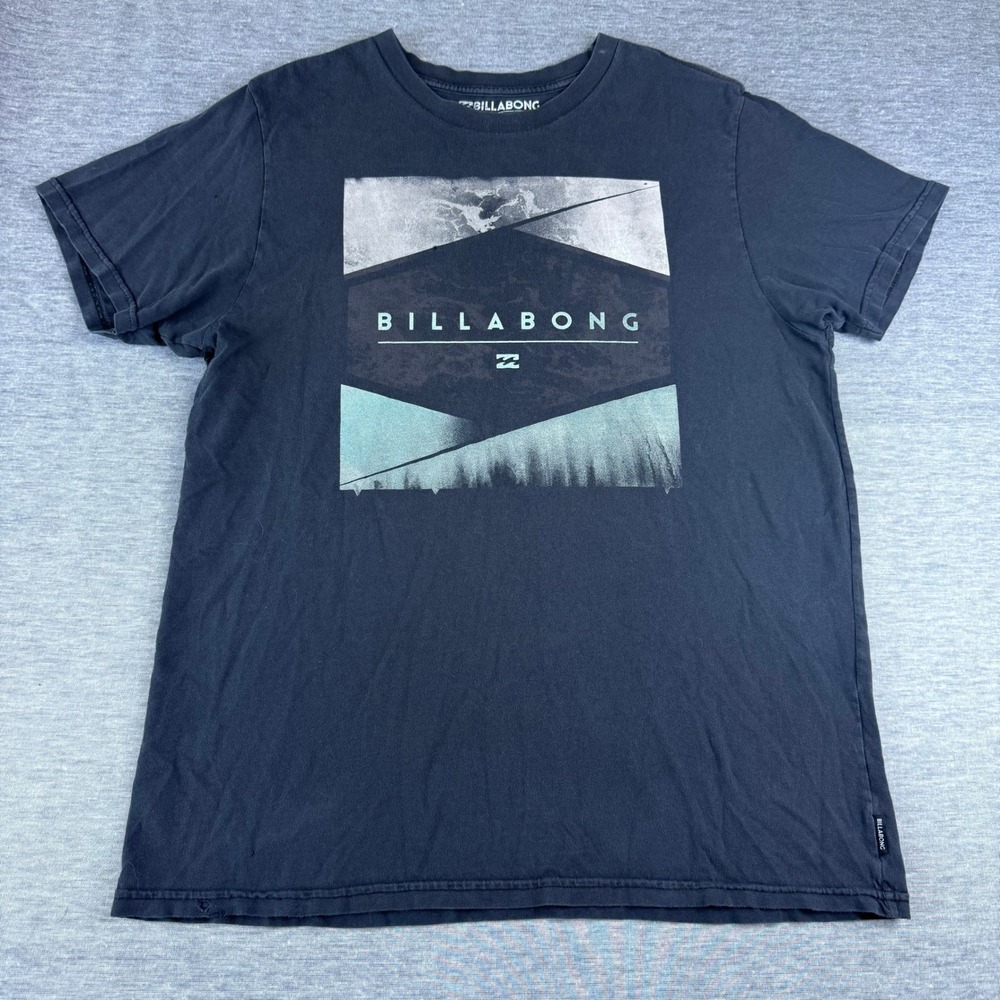 Y2K Billabong‎ Tee Men's Black Graphic Print T-Shirt Casual Streetwear Top Sz LG